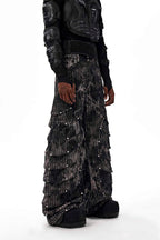 Snakeskin Studded Wide Leg Jeans