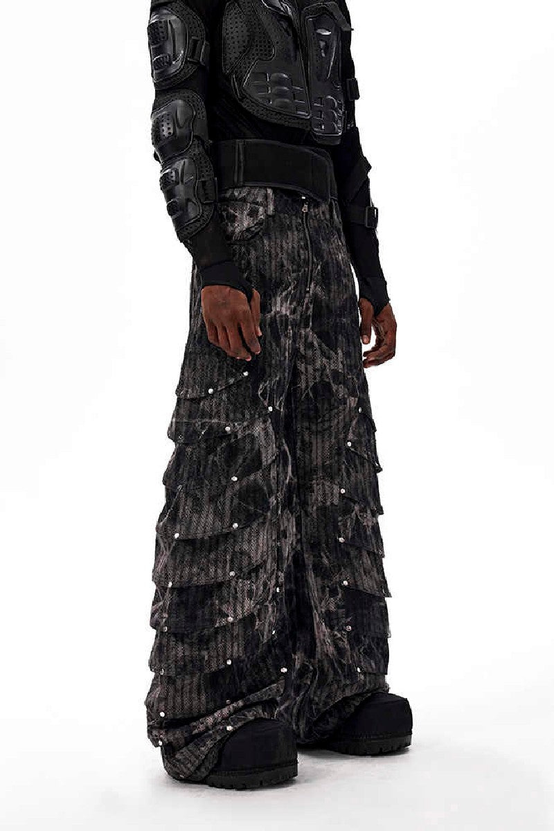 Snakeskin Studded Wide Leg Jeans