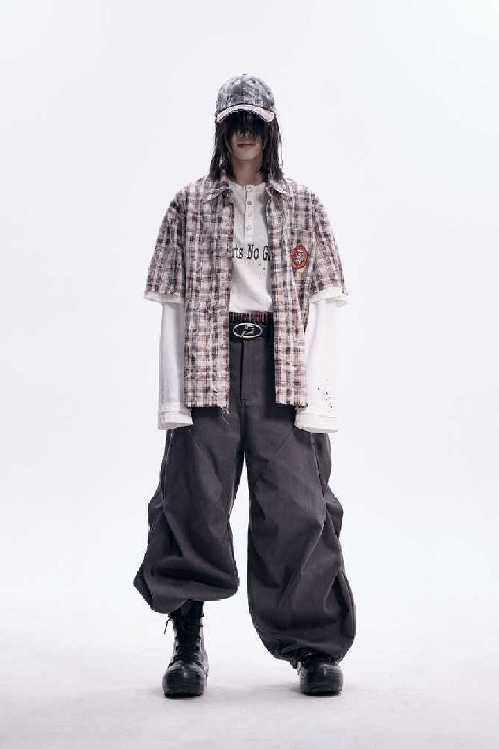 Diamond Pleat Wide Trousers