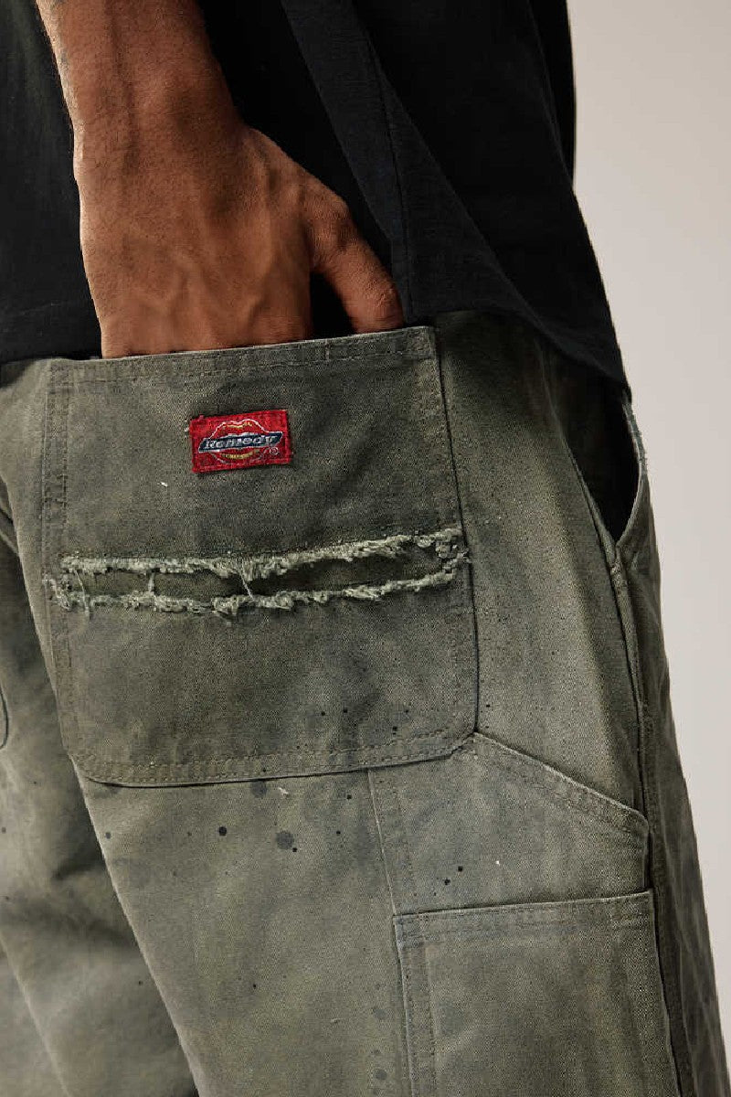 Distressed Washed Cargo Shorts