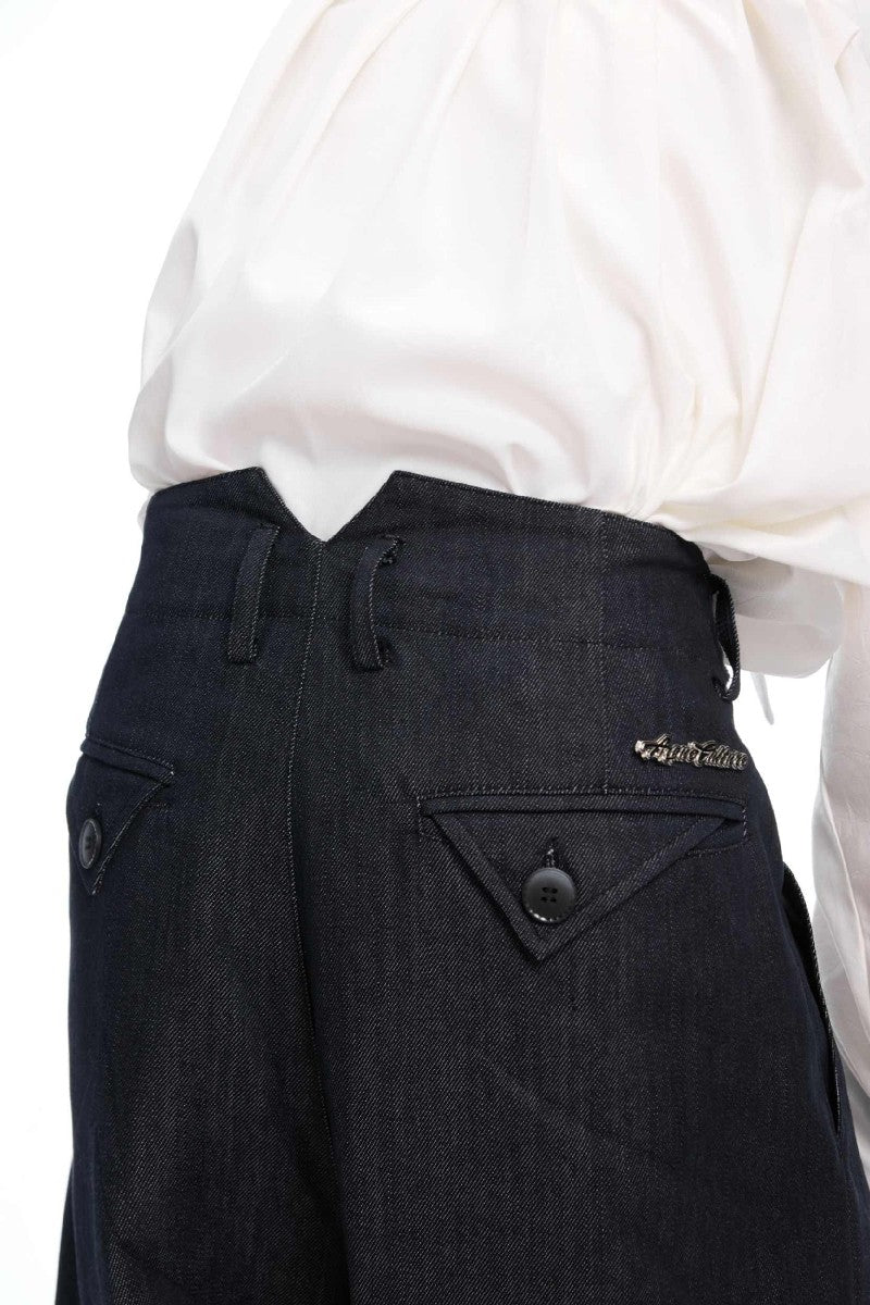 Raw Denim Wide-Leg Jeans