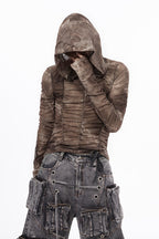 Sheer Mesh Hooded Print Tee