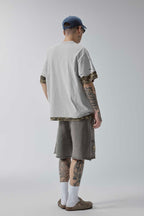 Distressed Stamp Print Shorts