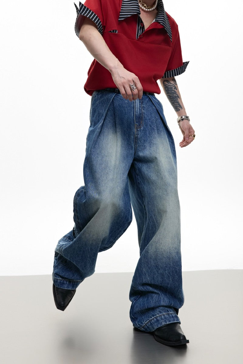 Washed Gradient Embroidered Jeans