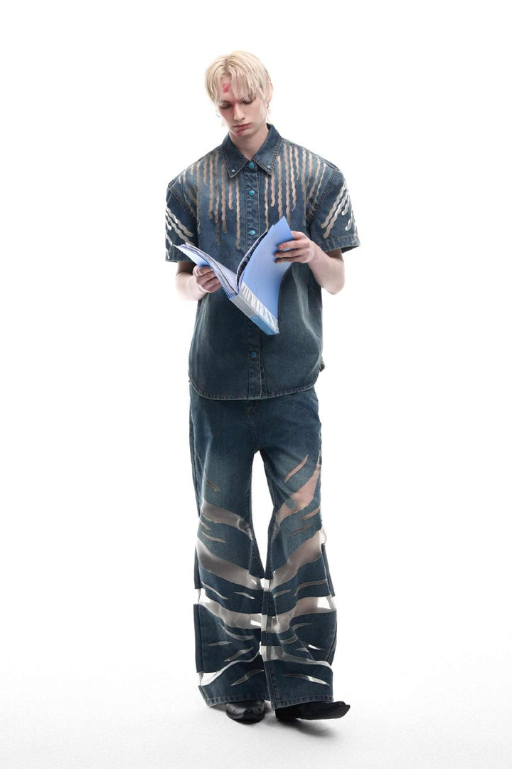 Mesh Panel Denim