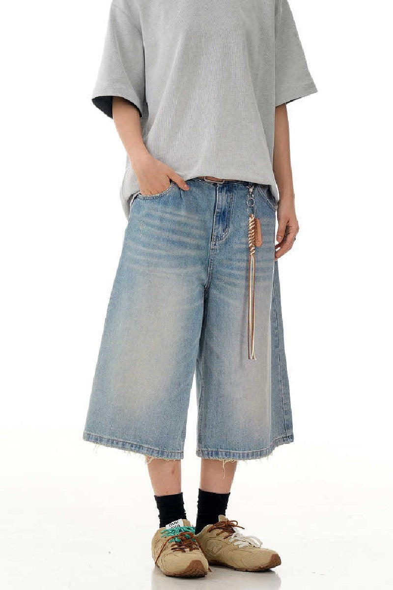 Teal Blue Cropped Jorts