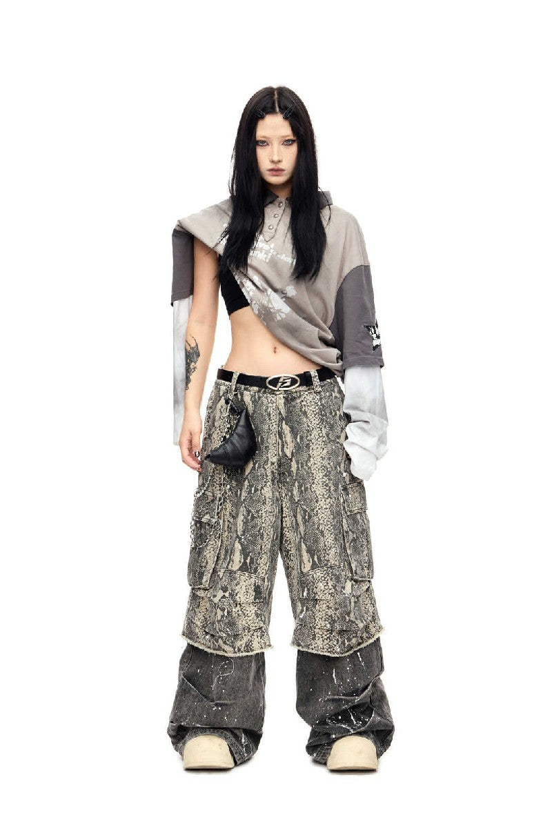 Layered Paint Wash Cargo Pants