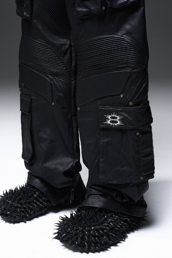 Heavy-Duty Multi-Pocket Leather Pants