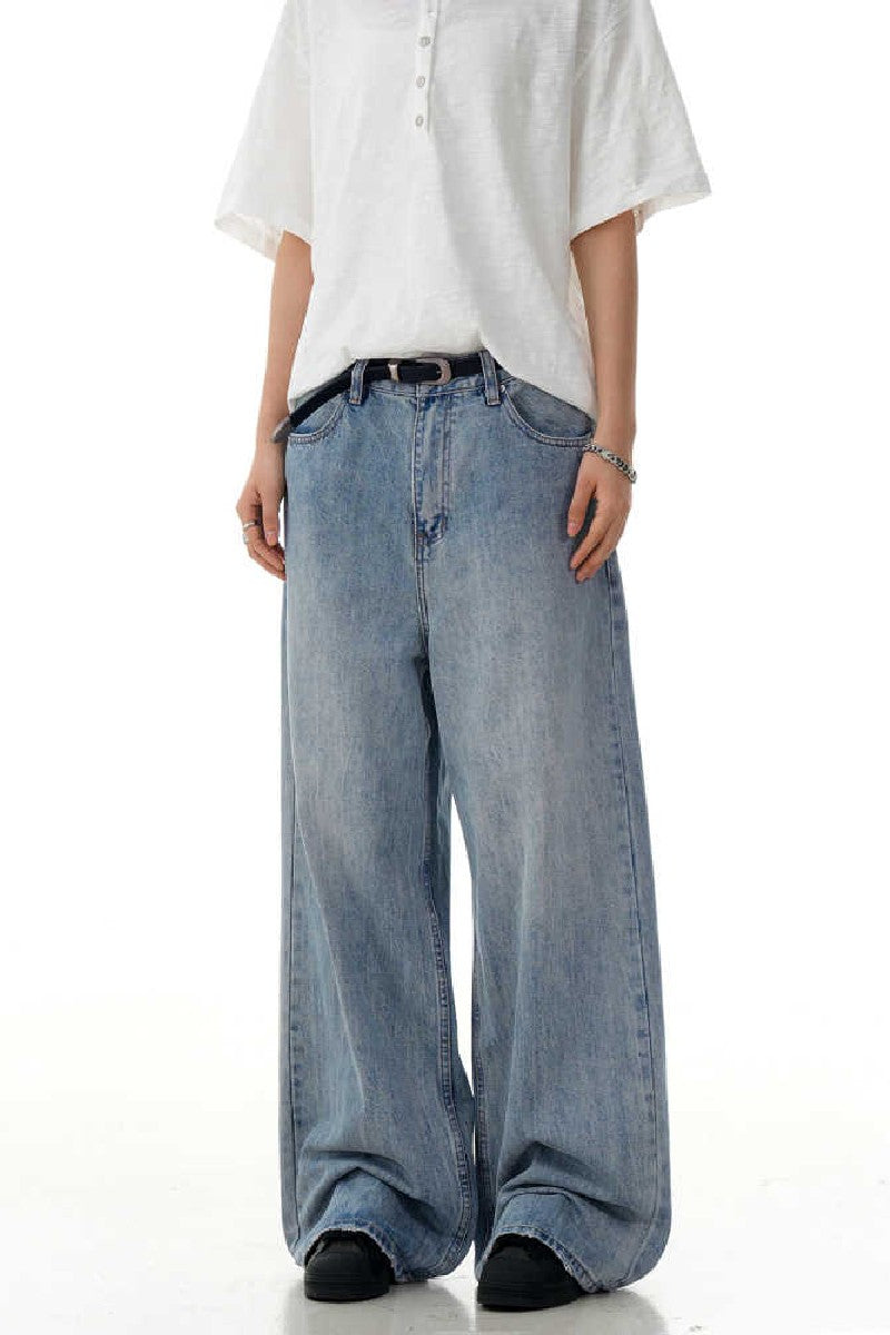 Washed Blue Straight Jeans