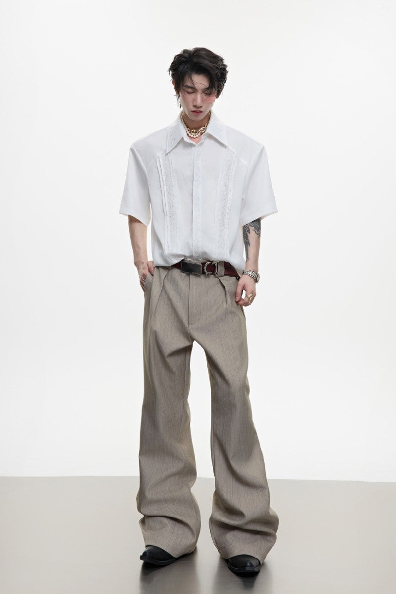 Embroidered Padded Shoulder Shirt