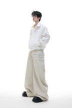 Textured Embroidered Cropped Shirt