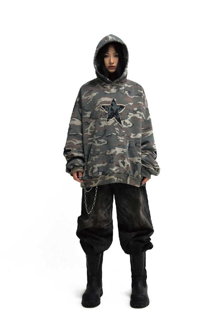 Camo Embroidered Vintage Hoodie