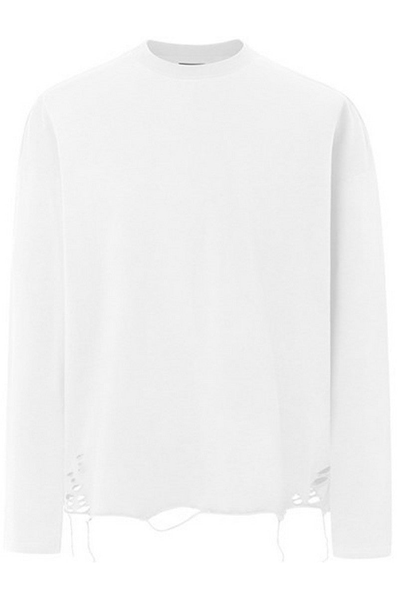 Distressed Cotton Long Sleeve
