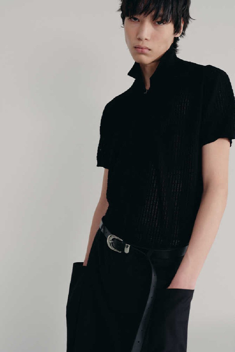 Waffle Knit Zip Cardigan
