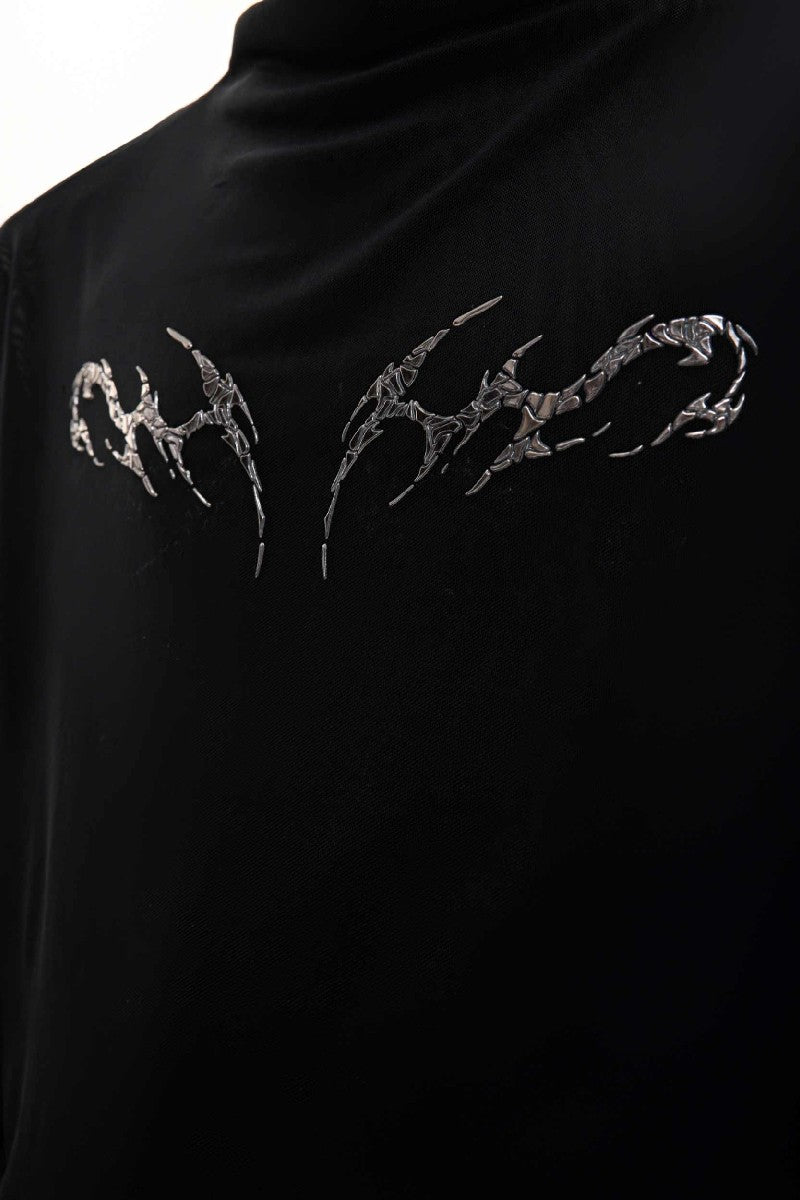 Mesh Fitted Metallic Print Tee