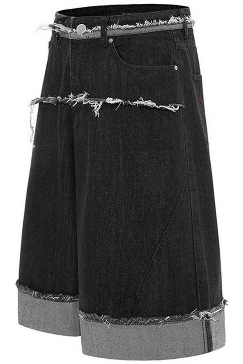Cuffed Hem Denim Shorts
