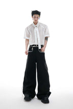 Knit Tie Detail Mesh Tee