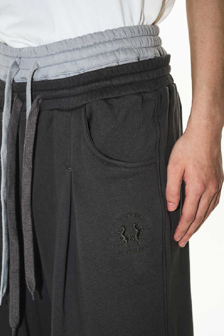 Double Waist Pleated Sweatpants