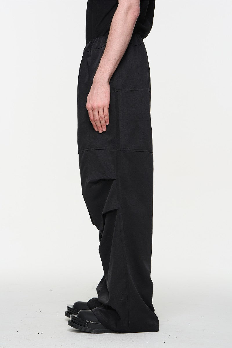 Pleated Elastic Waist Loose Casual Pants