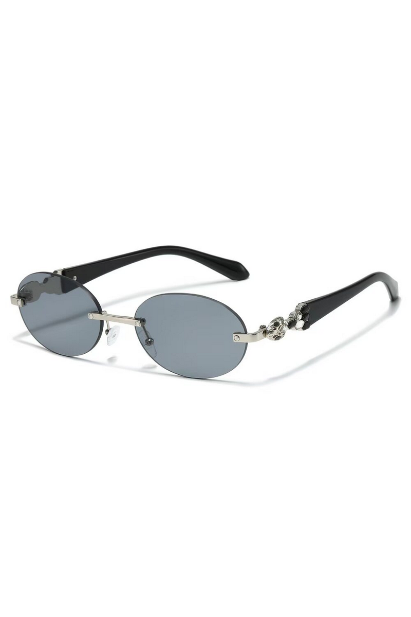Elegant Rimless Rhinestone Oval Sunglasses
