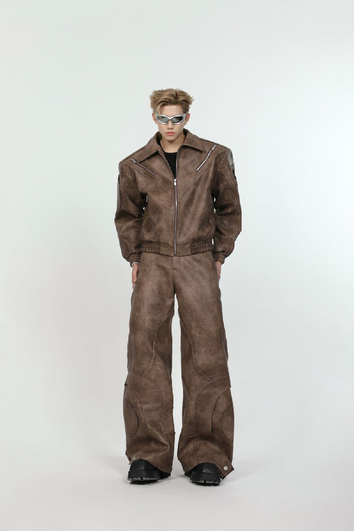 PU Leather Flared Trousers