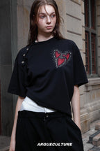Asymmetrical Rhinestone Graphic Tee