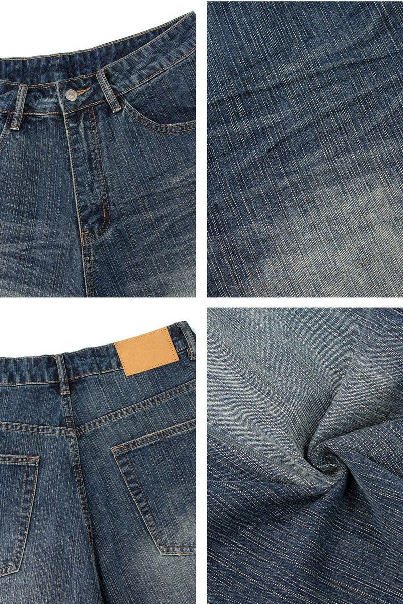 Washed Slub Denim Shorts