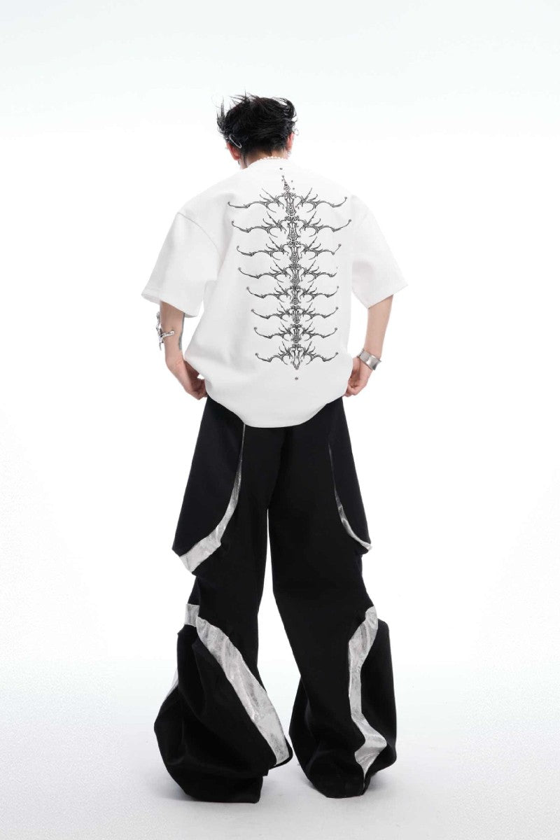 Studded Embroidered Spine Cotton Tee