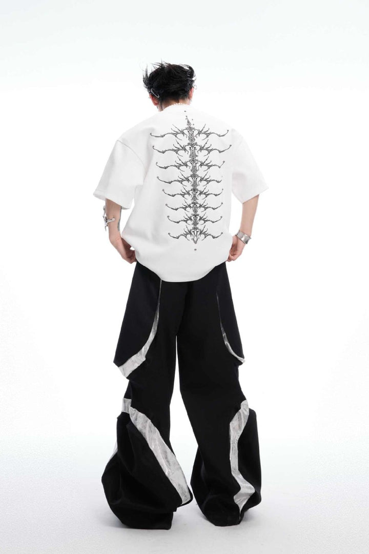 Studded Embroidered Spine Cotton Tee