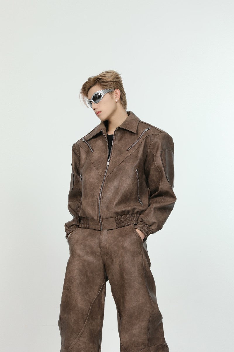 PU Leather Cropped Jacket