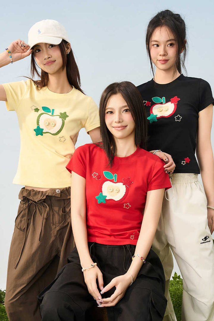 Plush Apple Embroidered Tee
