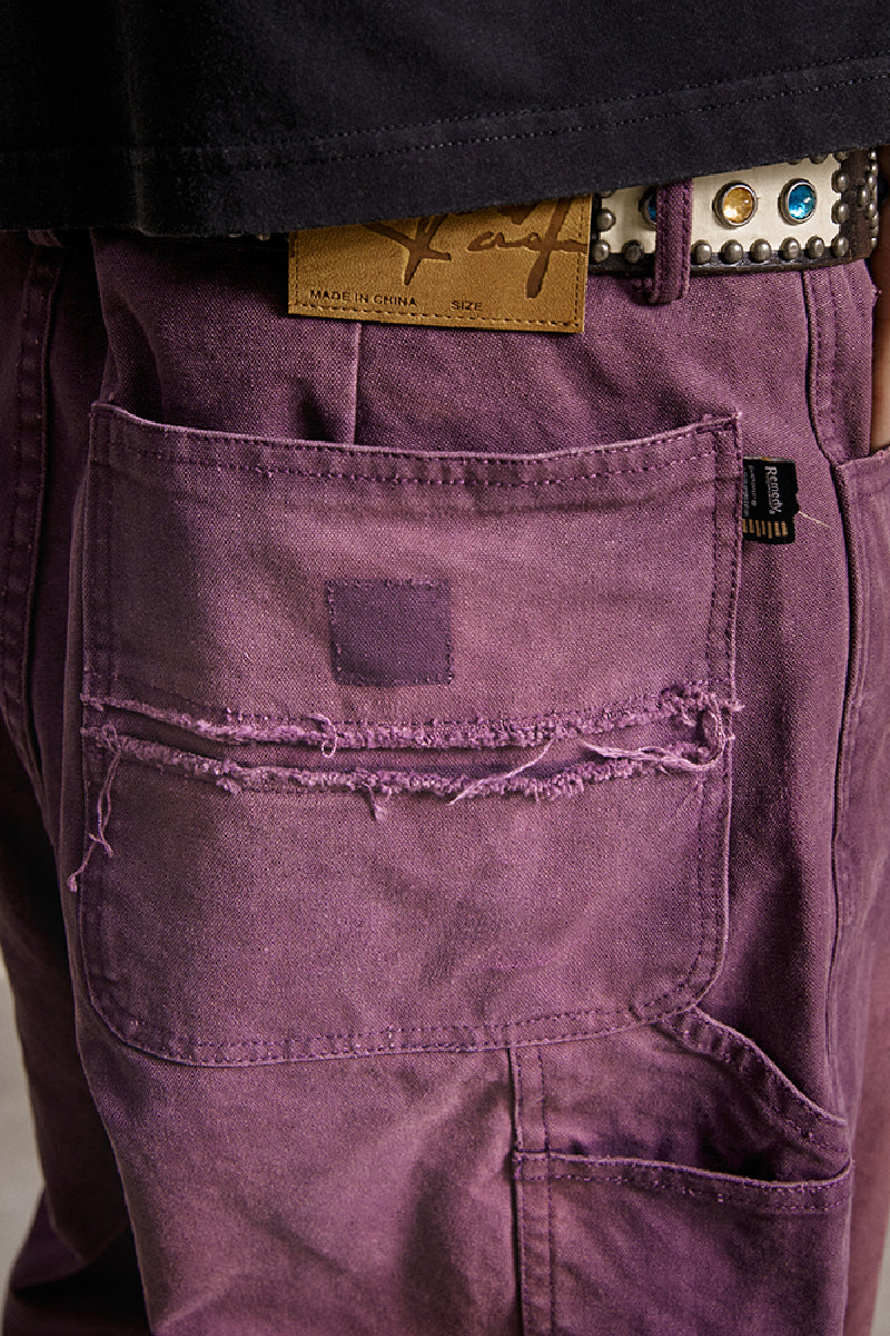 Washed Distressed Fringe Jeans