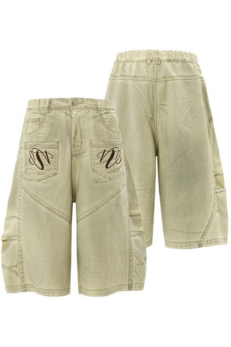 Inside-Out Dirty Denim Shorts