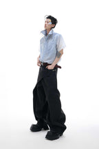 Layered Panel Straight Trousers