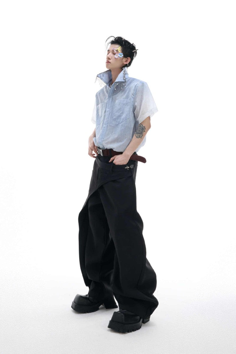 Layered Panel Straight Trousers