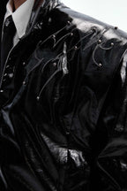 Studded Embroidered Spine Leather Jacket