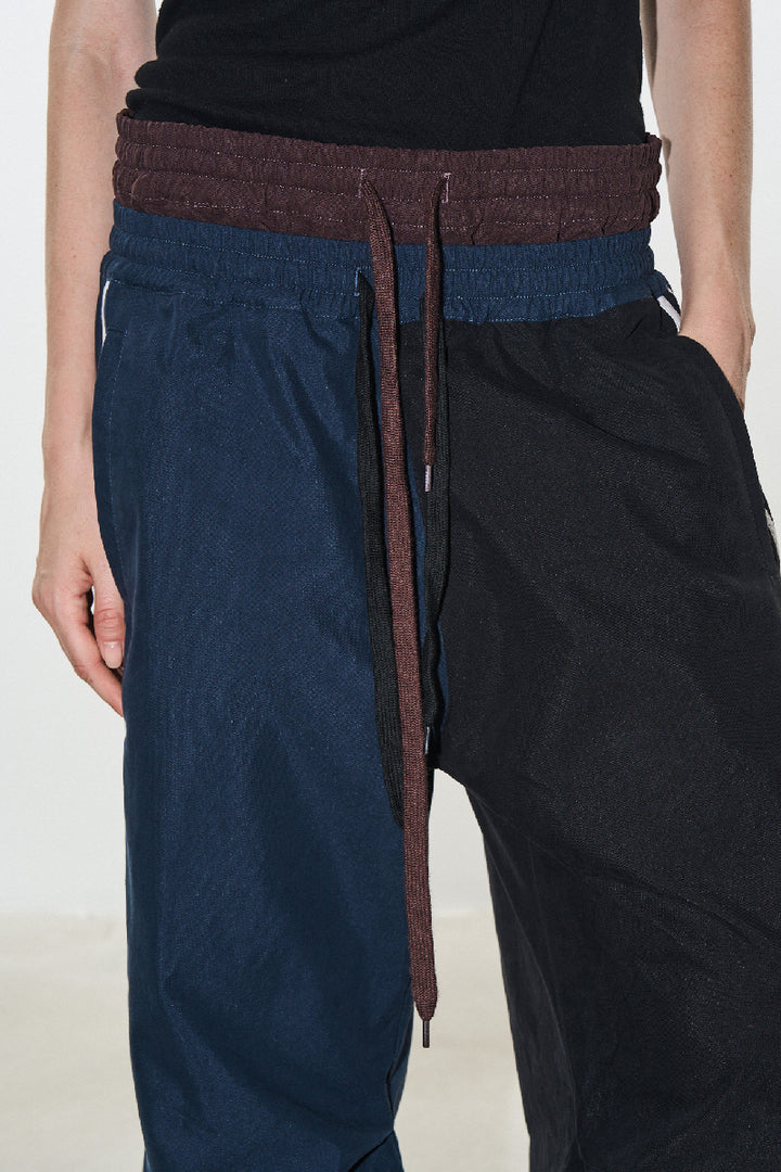 Dual-Waist Colorblock Layered Track Pants