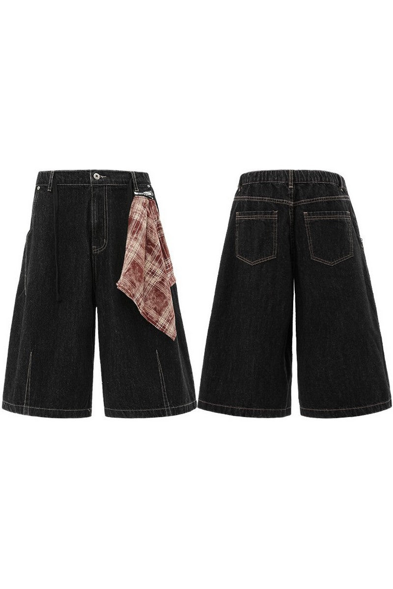 Patchwork Bandana Denim Shorts