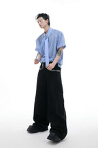 Knit Tie Detail Mesh Tee