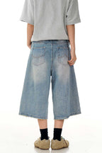 Teal Blue Cropped Jorts