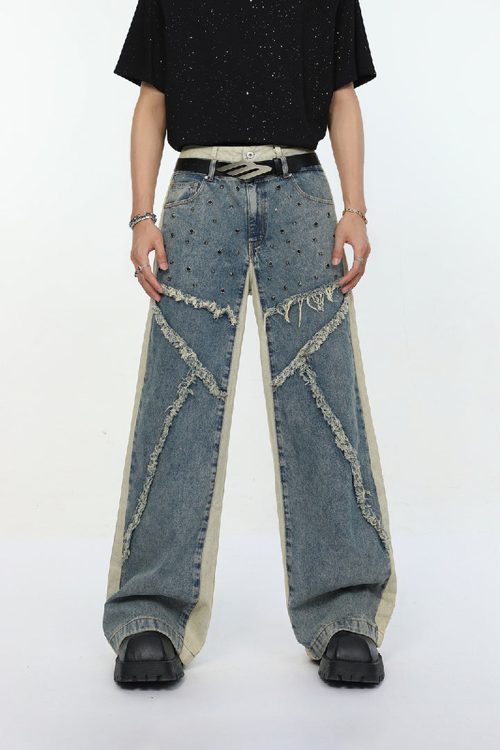 Vintage Studded Wide-Leg Jeans