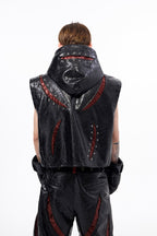 Dark Patchwork Hooded Vest