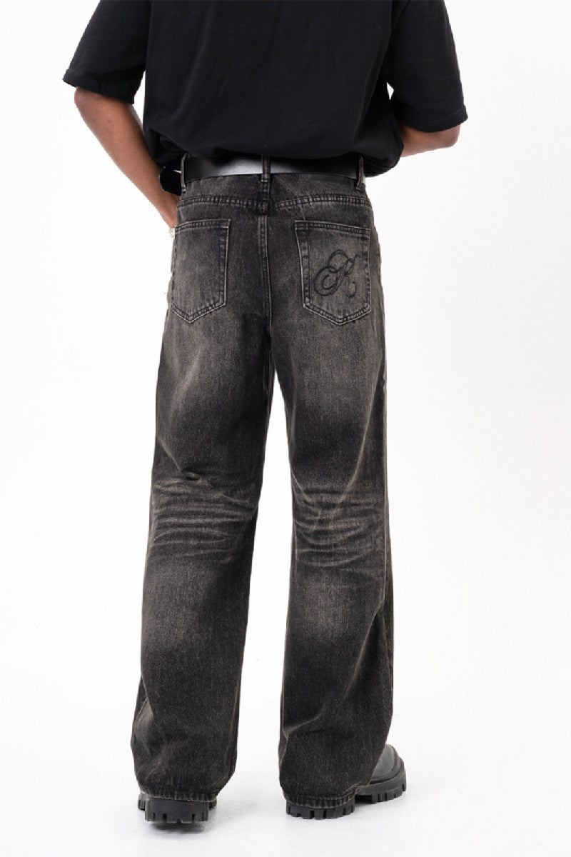 Loose Straight Washed Jeans