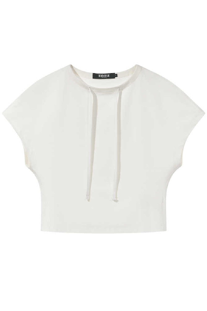 Drawstring Batwing Sleeve Tee