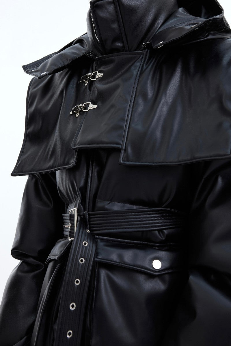 PU Leather Long Coat