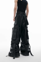 Vintage Strap Pocket Leather Pants