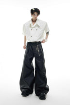 Coated Wax Wide Leg Pants
