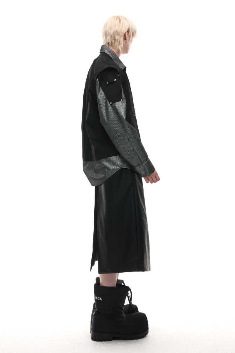 Double Layer Faux Leather Shorts