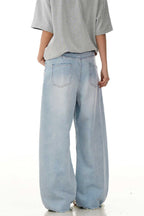 Blue Deconstructed Cropped Jeans