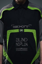 Colorblock Racing Zip Heavy Embroidery Shirt